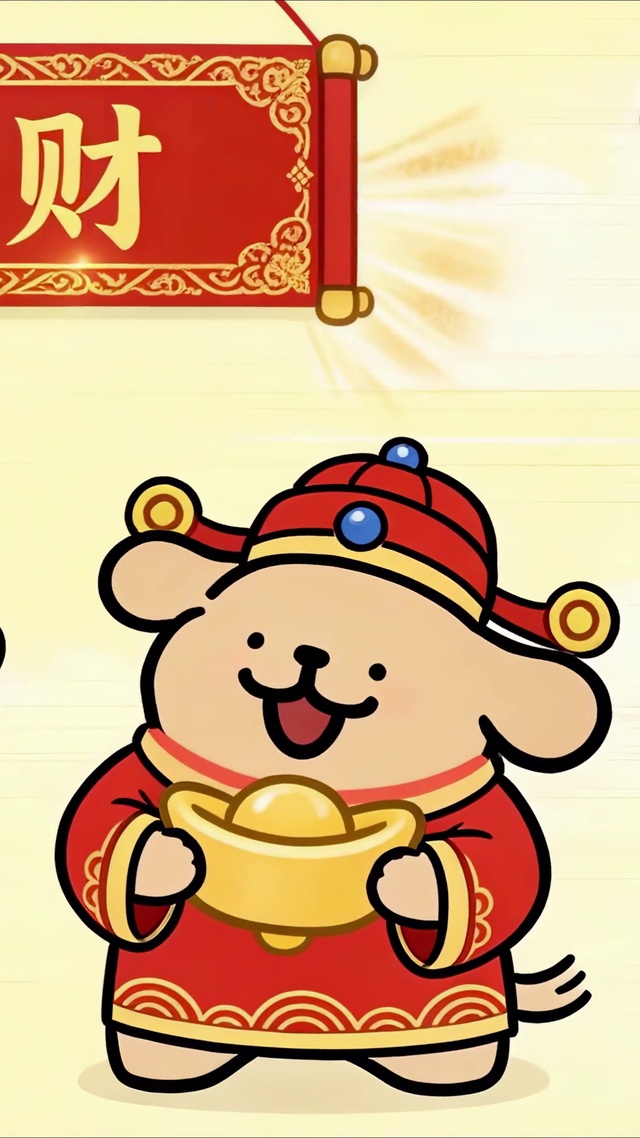 财神线条小狗