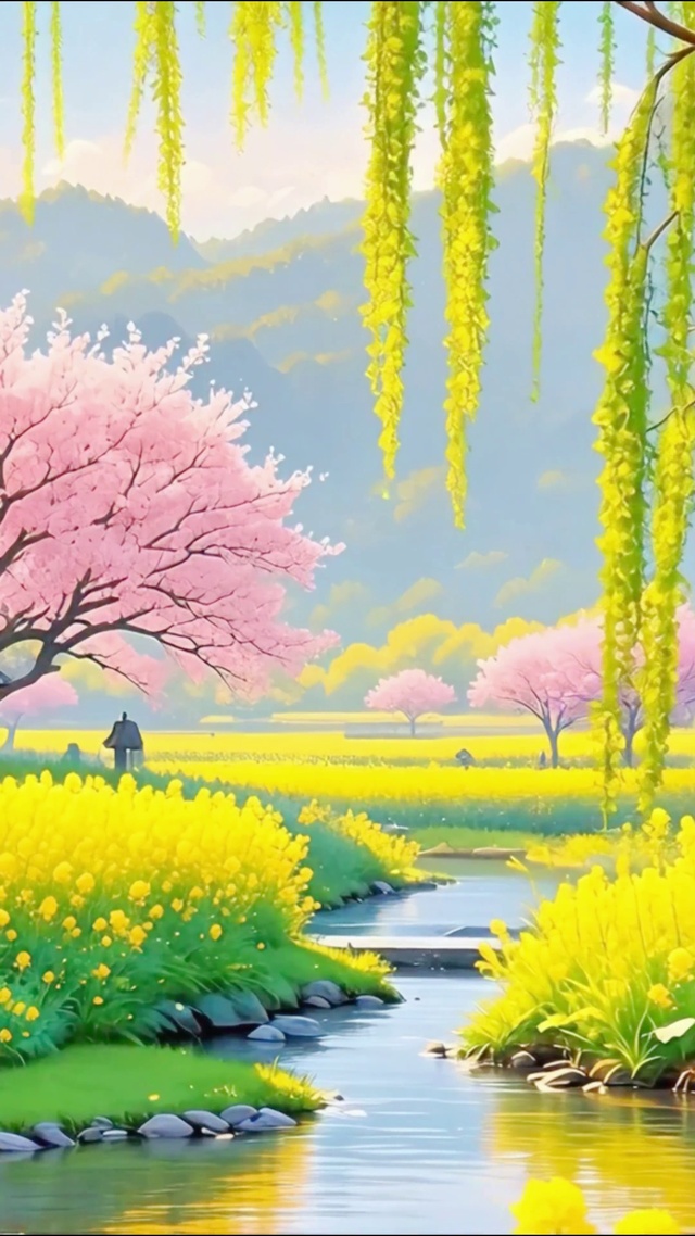 治愈花海小溪4K