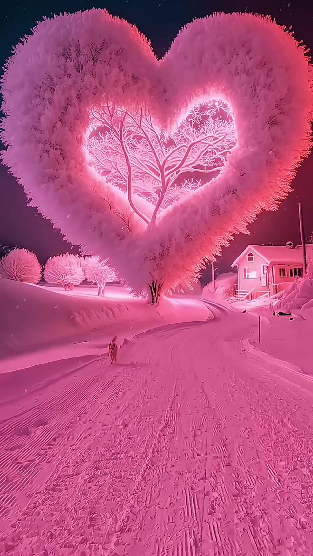 浪漫粉色爱心树
