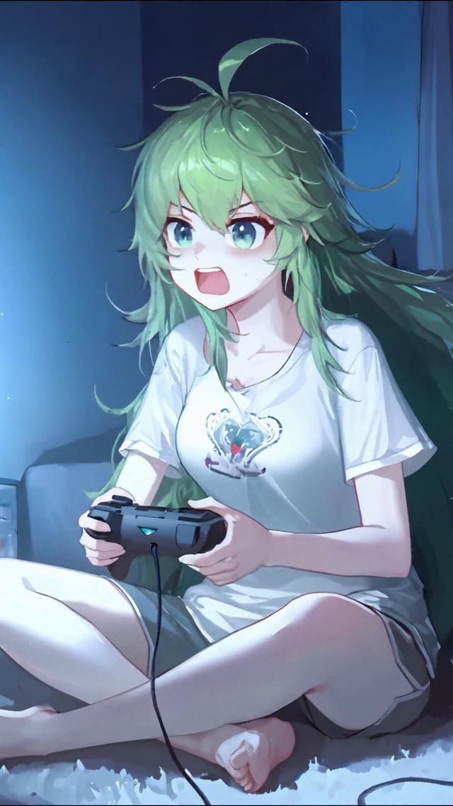 熬夜打游戏女孩