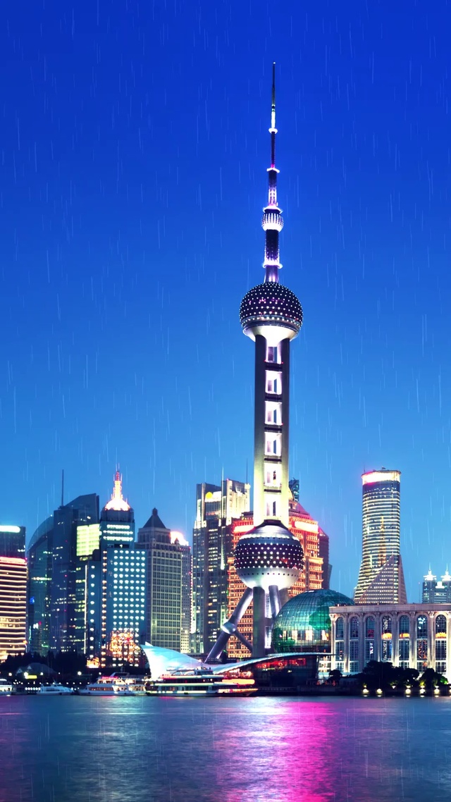 4k雨中上海(风景手机动态壁纸) - 风景手机壁纸下载 - 元气壁纸