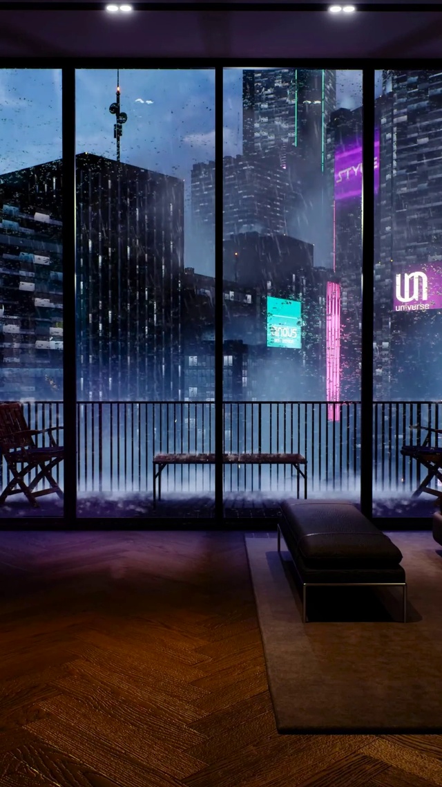 科幻都市雨夜房间