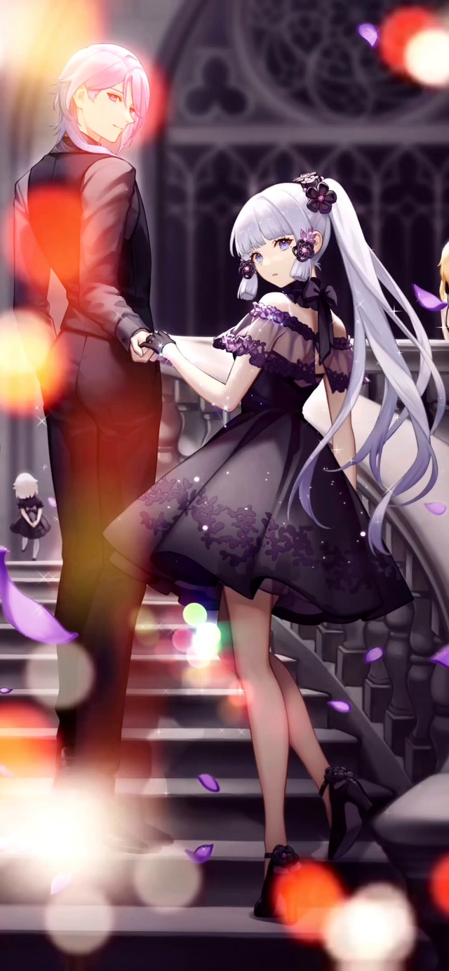 原神游戏神里绫华黑色婚纱婚礼二次元少女动漫插画