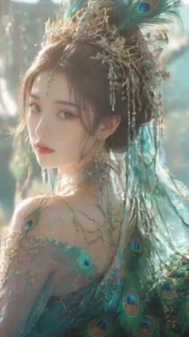 4K唯美古风孔雀少女