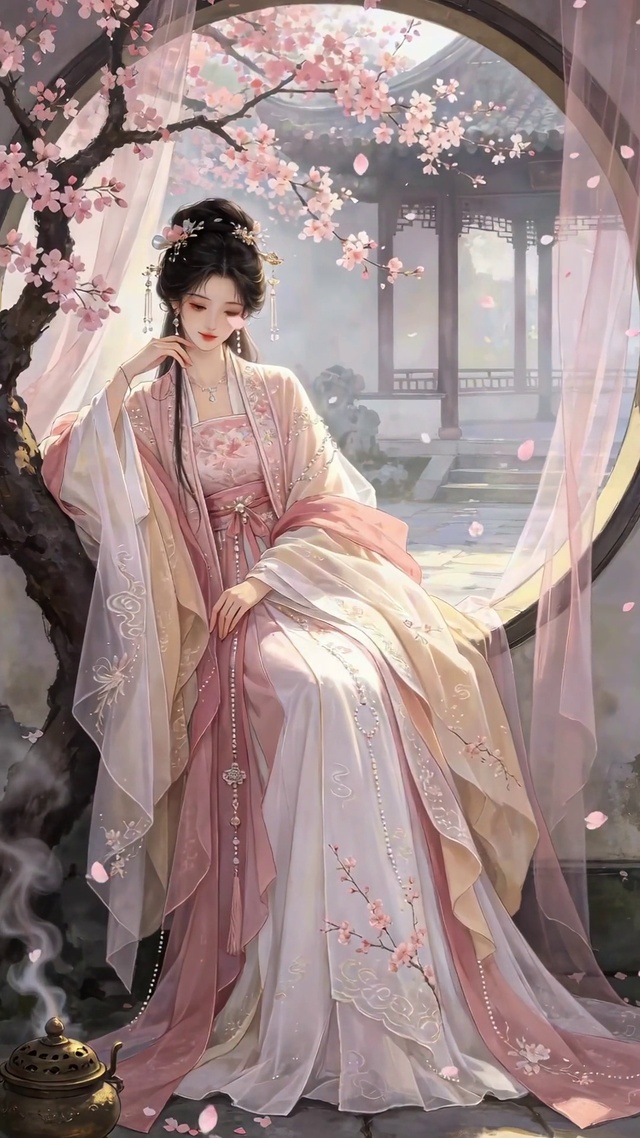 古风落花美女