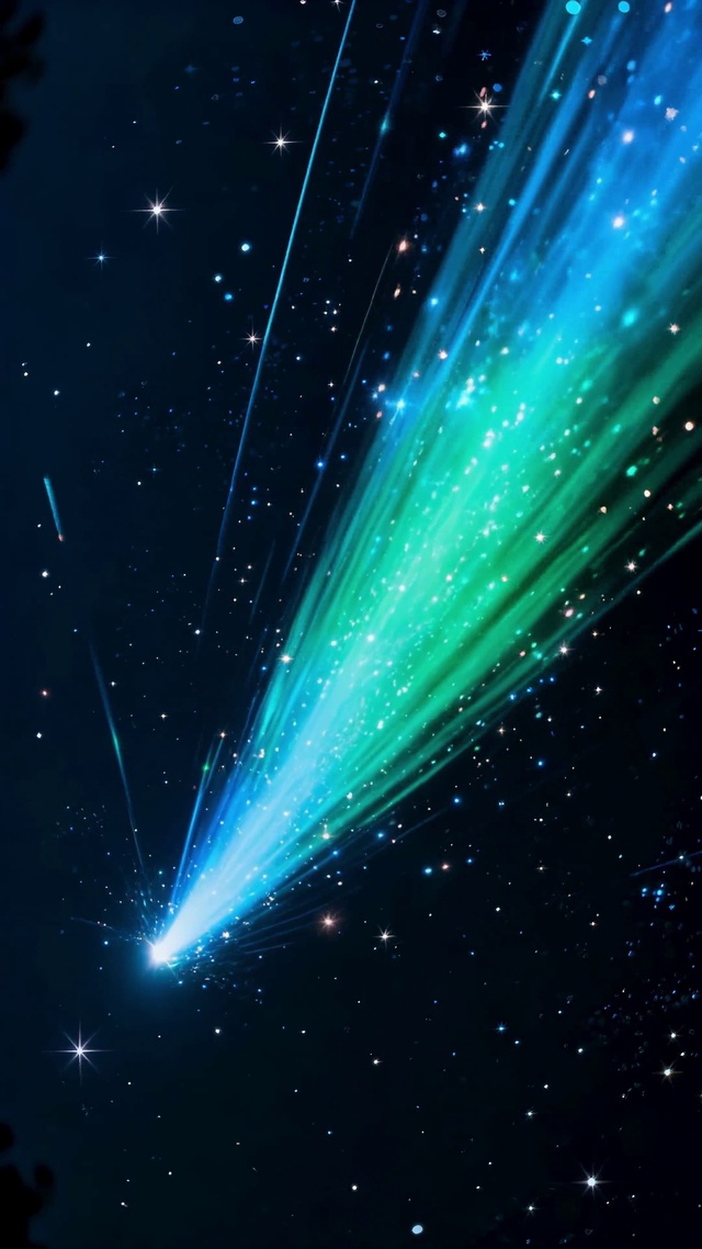 夜空星河中一颗巨大的流星坠落