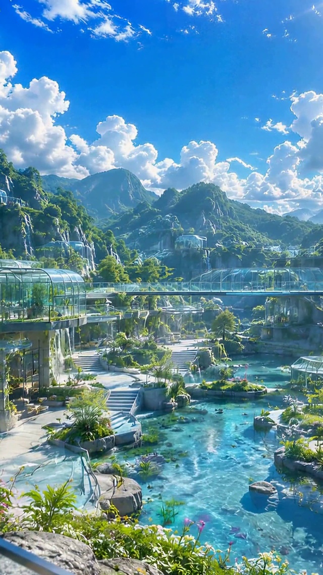 晴日碧水青山梦幻山谷