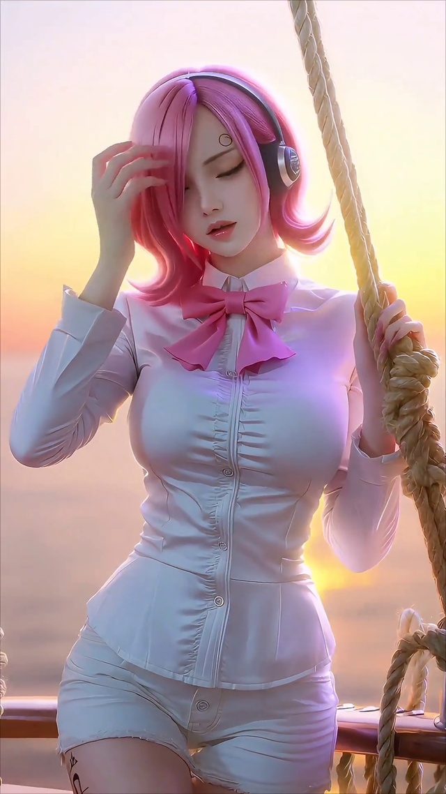 粉发白衣少女
