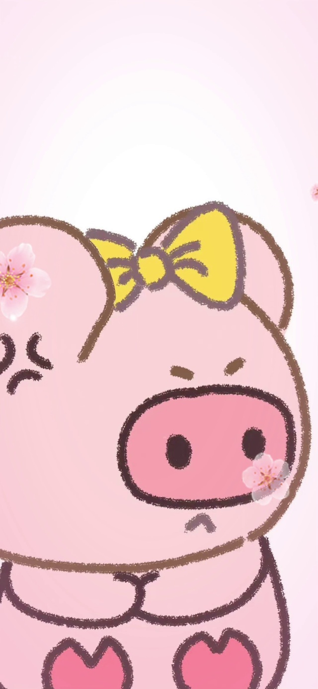 情侣可爱粉色樱花猪猪壁纸
