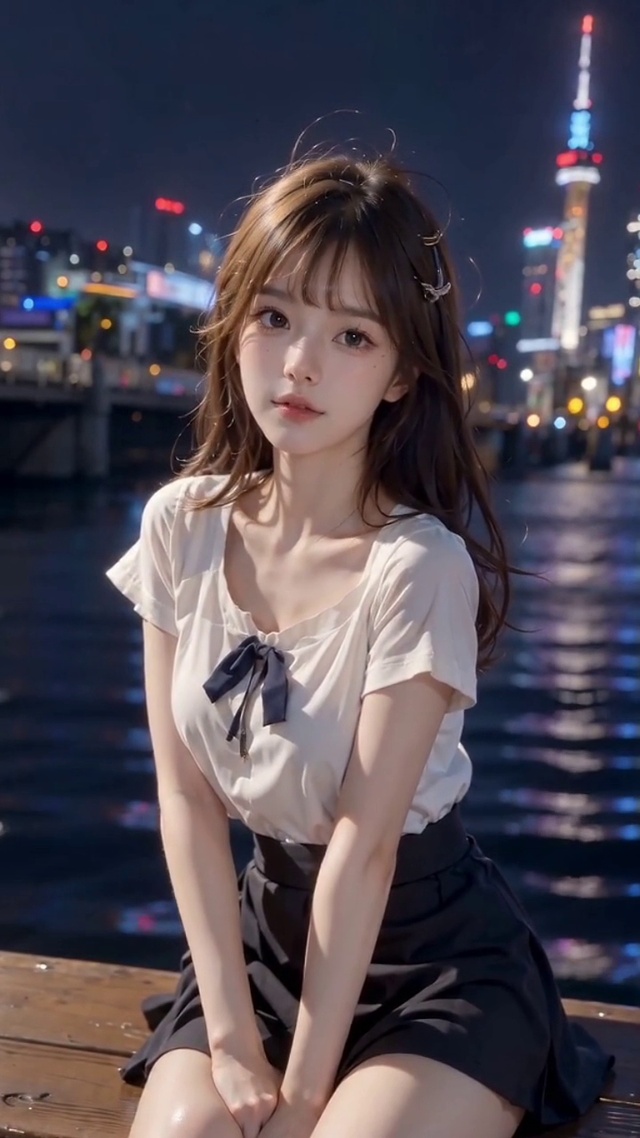 河畔夜景甜妹