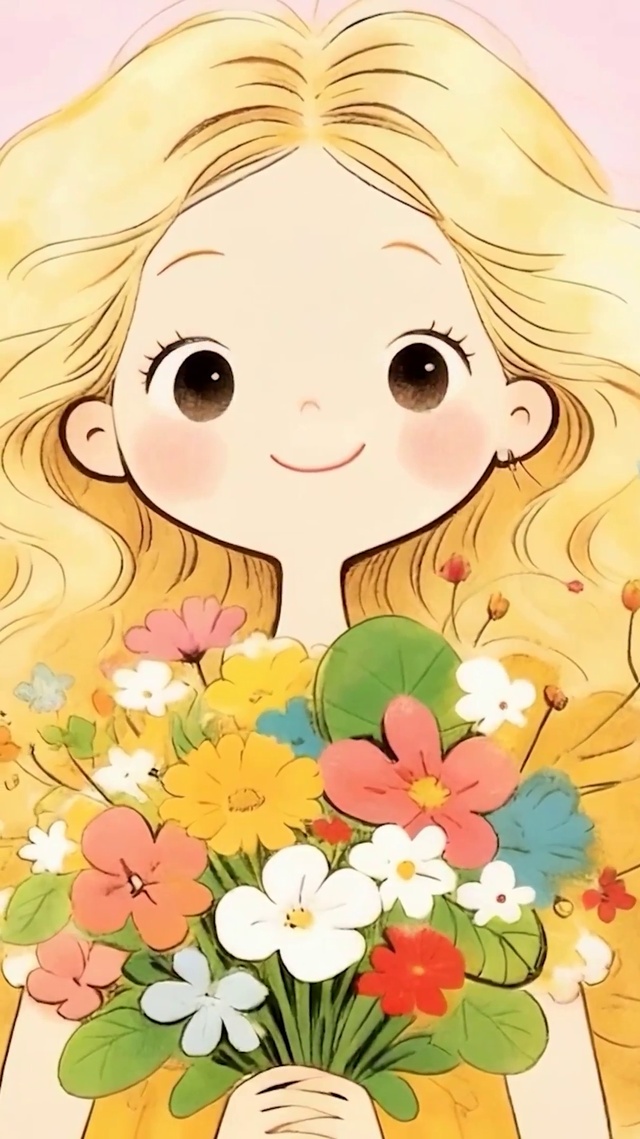 拿着鲜花女孩