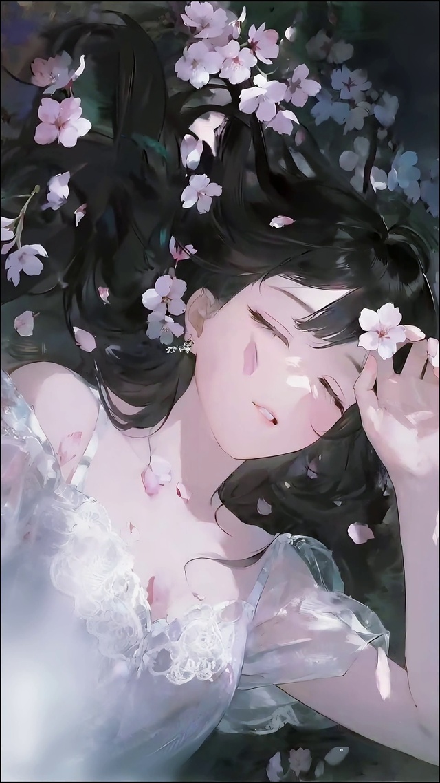 樱树下借风散意的少女