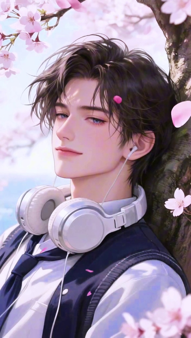 4K樱花树下的美少年