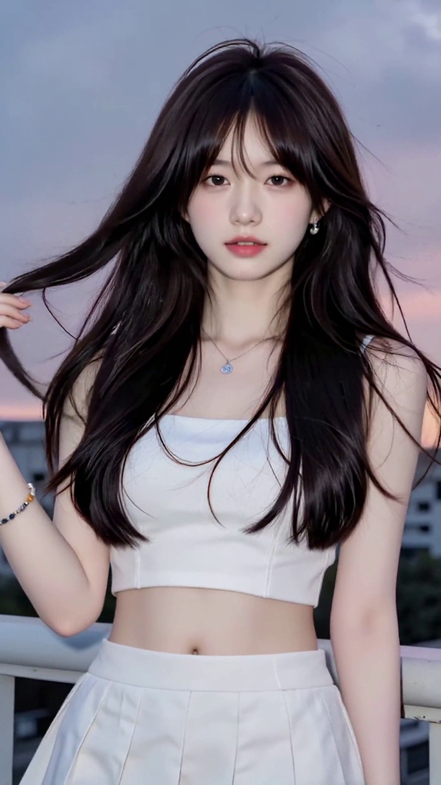 暮色天台清纯美女