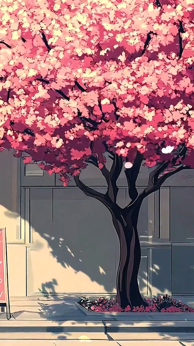 小卖部樱花树下