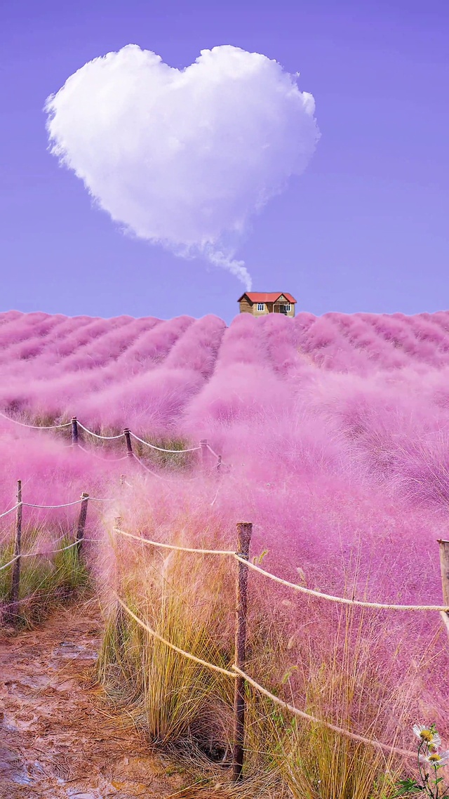 爱心云下的粉黛乱子草