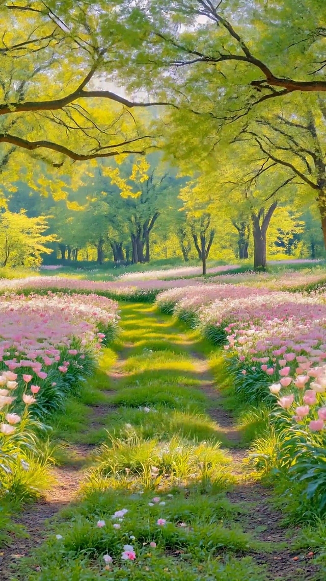春日林荫郁金香花径