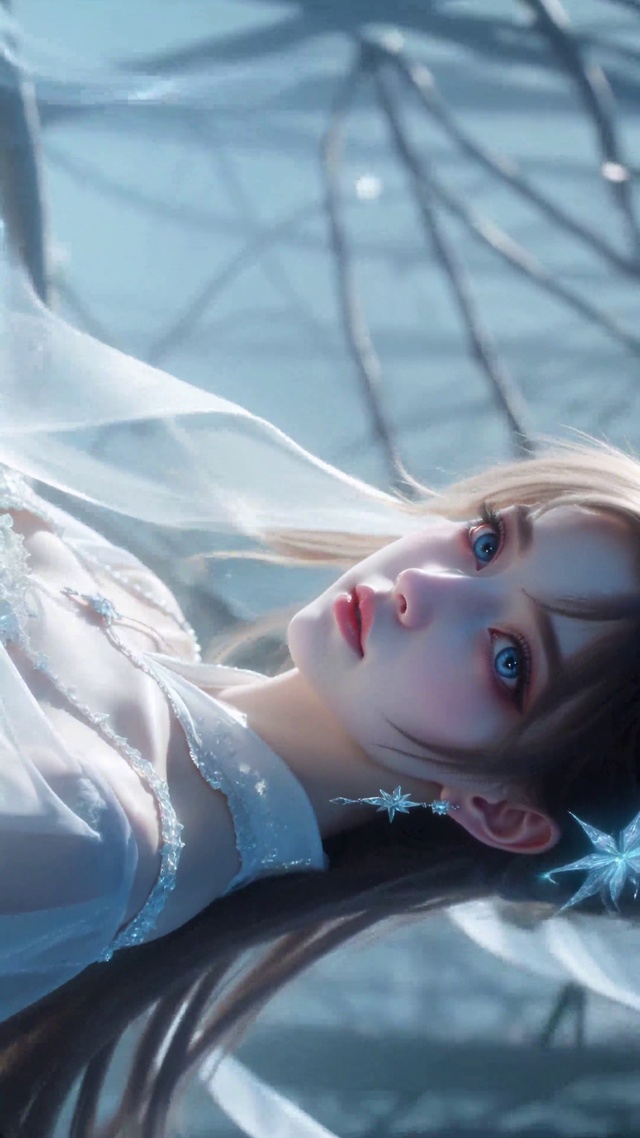 冬日雪景3D写实古风美人