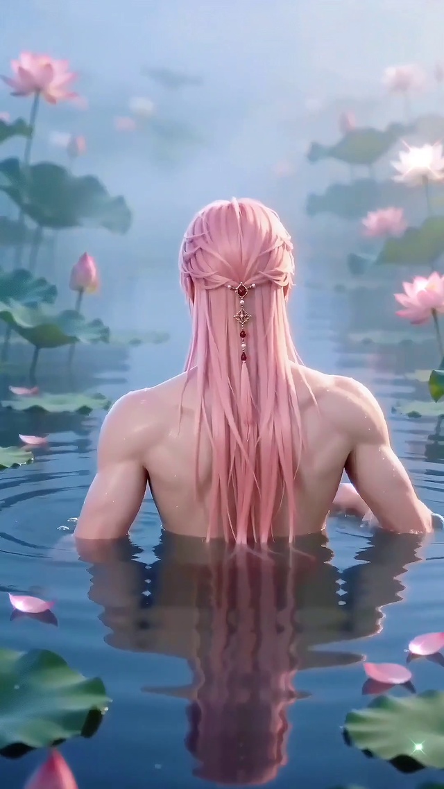 荷花池里的背影