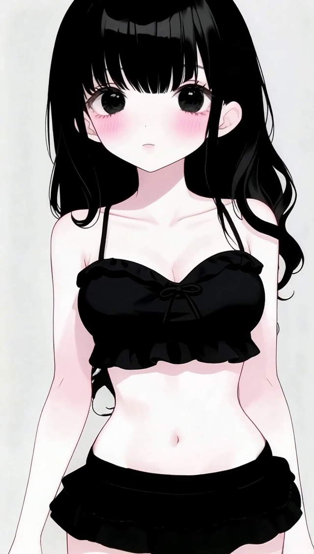 黑色比基尼可爱女孩