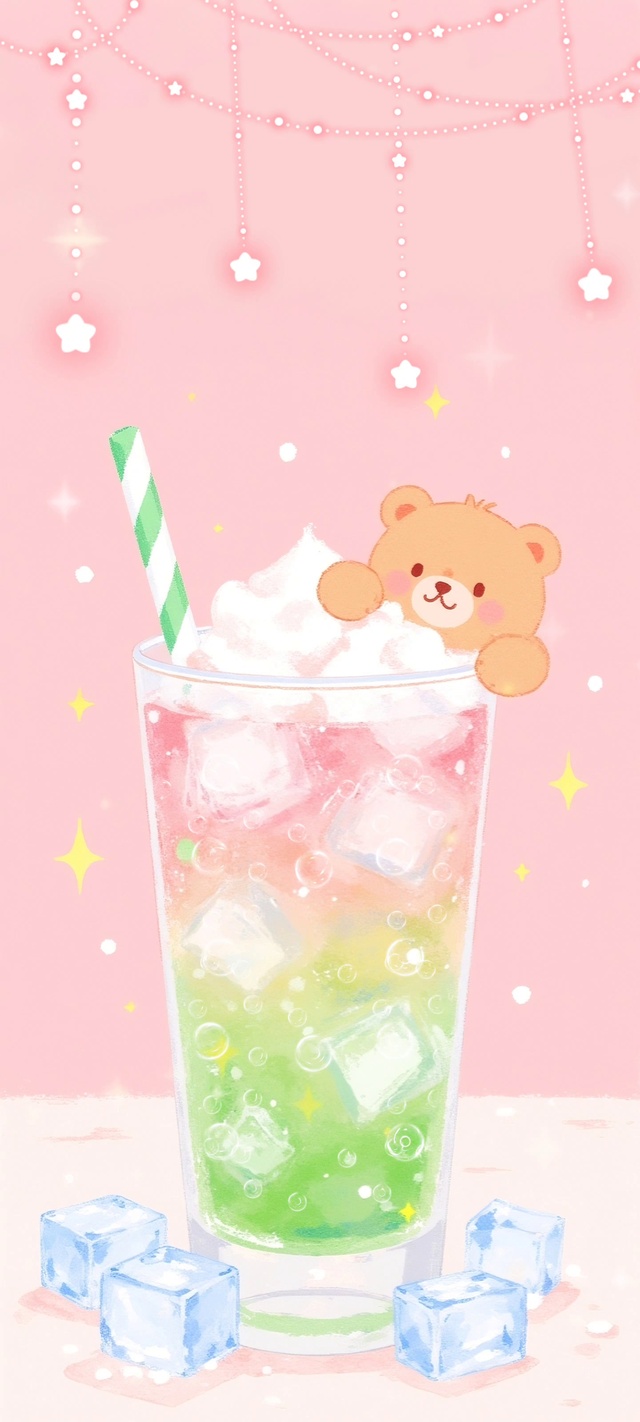 粉绿萌趣·小熊杯间甜饮时光