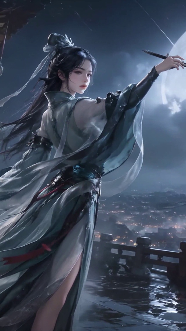 月夜挥墨古风仙侠少女