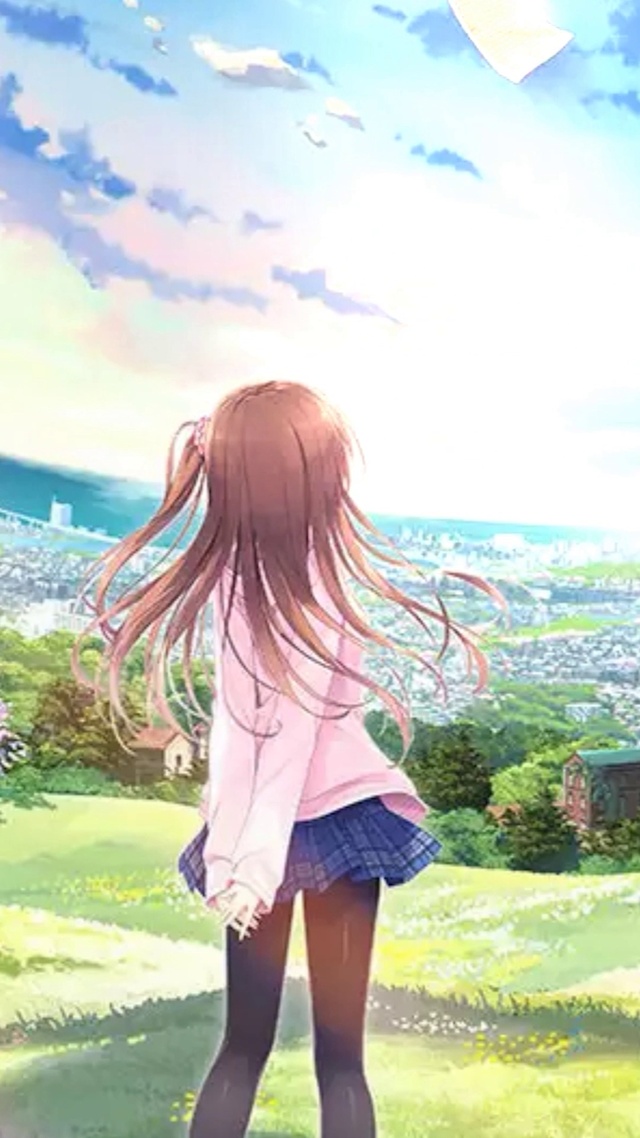 女孩背影(动漫手机动态壁纸)