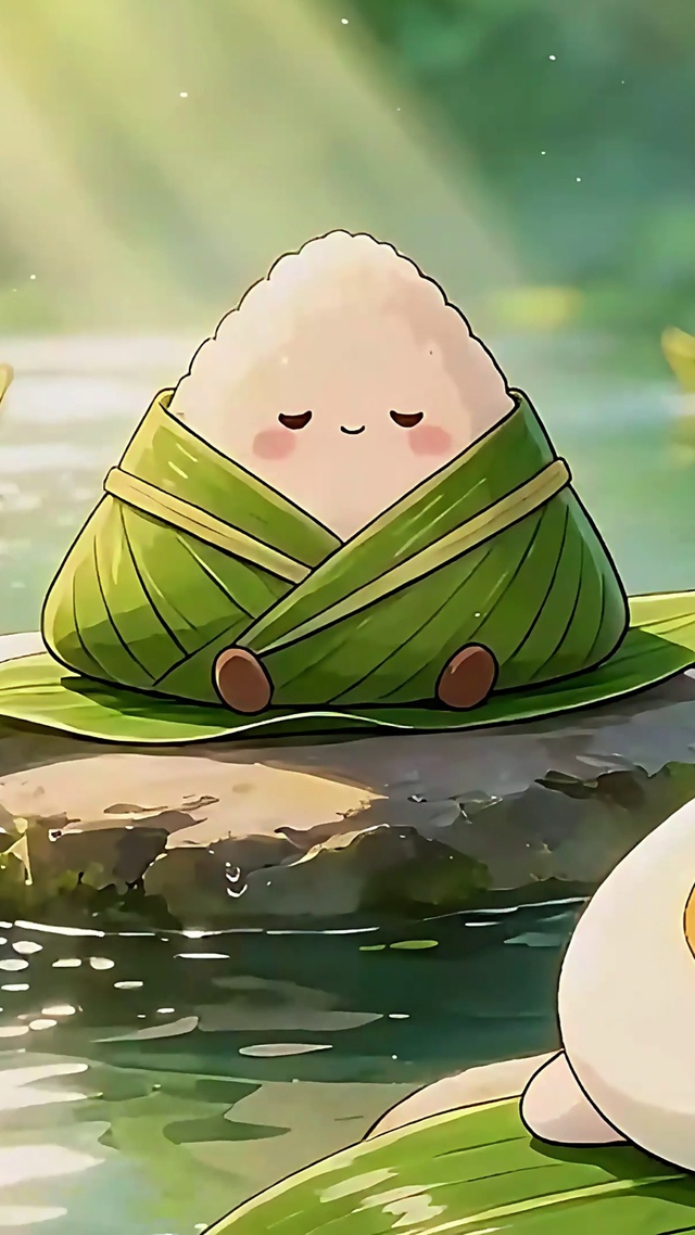溪流消暑的咸鸭蛋和粽宝宝