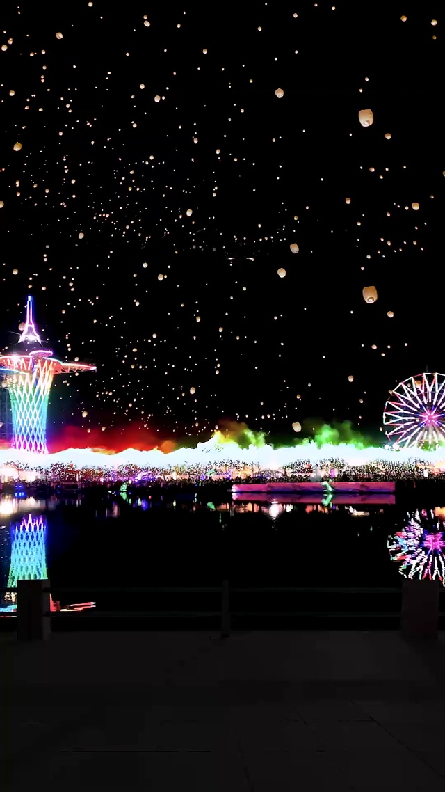 唯美许愿孔明灯烟花