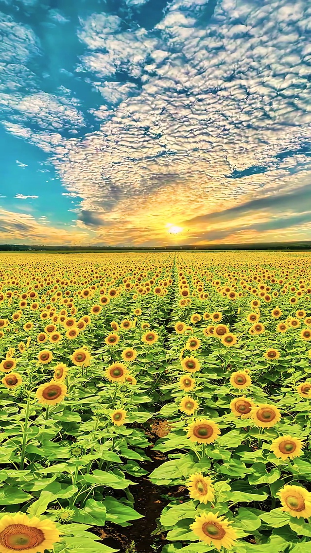 唯美黄昏向日葵花海