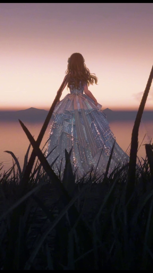 治愈长发少女风景