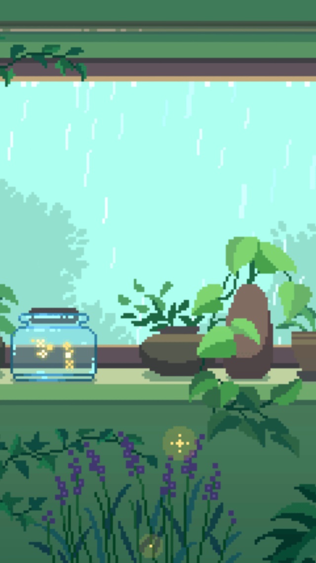 像素雨天小屋