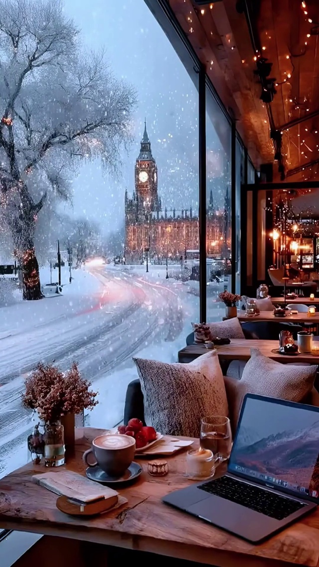 雪天温馨咖啡馆