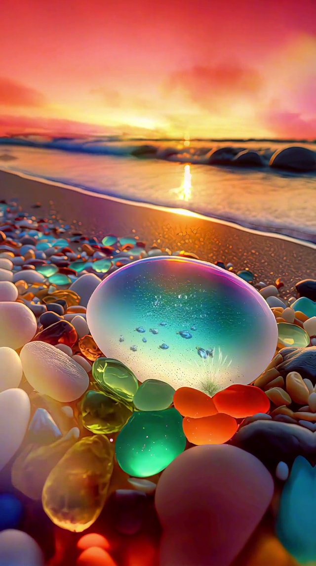 夕阳下的浪漫沙滩