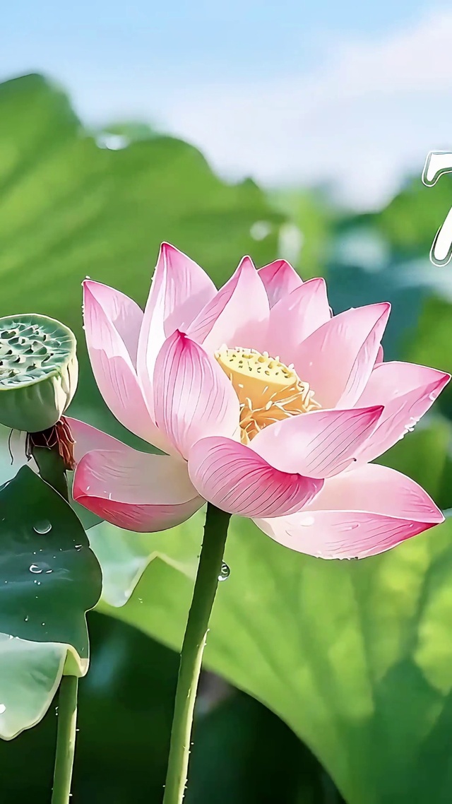 7月你好清新荷花壁纸