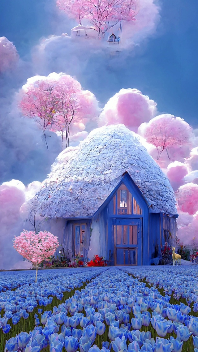 蓝色郁金香花海