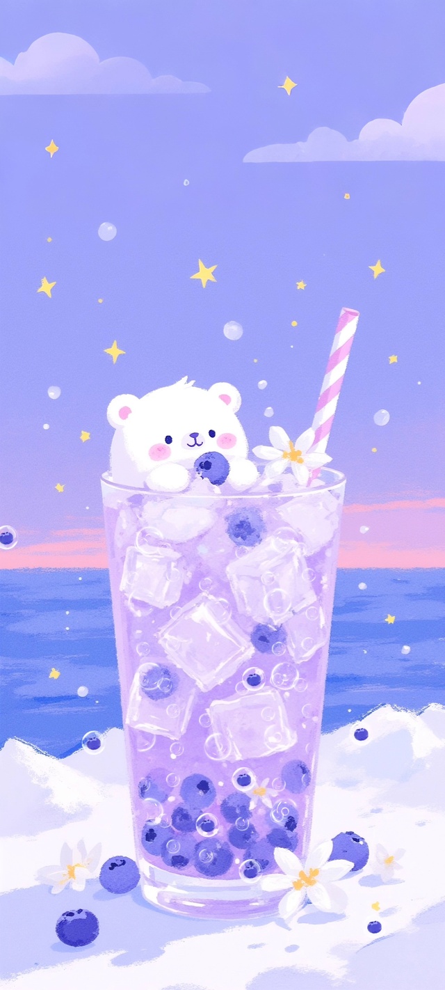 小清新蓝莓气泡饮