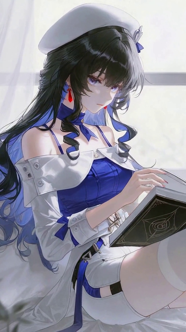 窗边静读的美少女