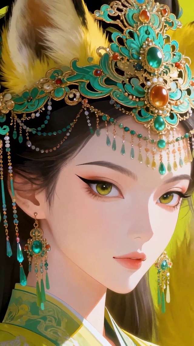 国风古风狐耳精致妆容绝美美人