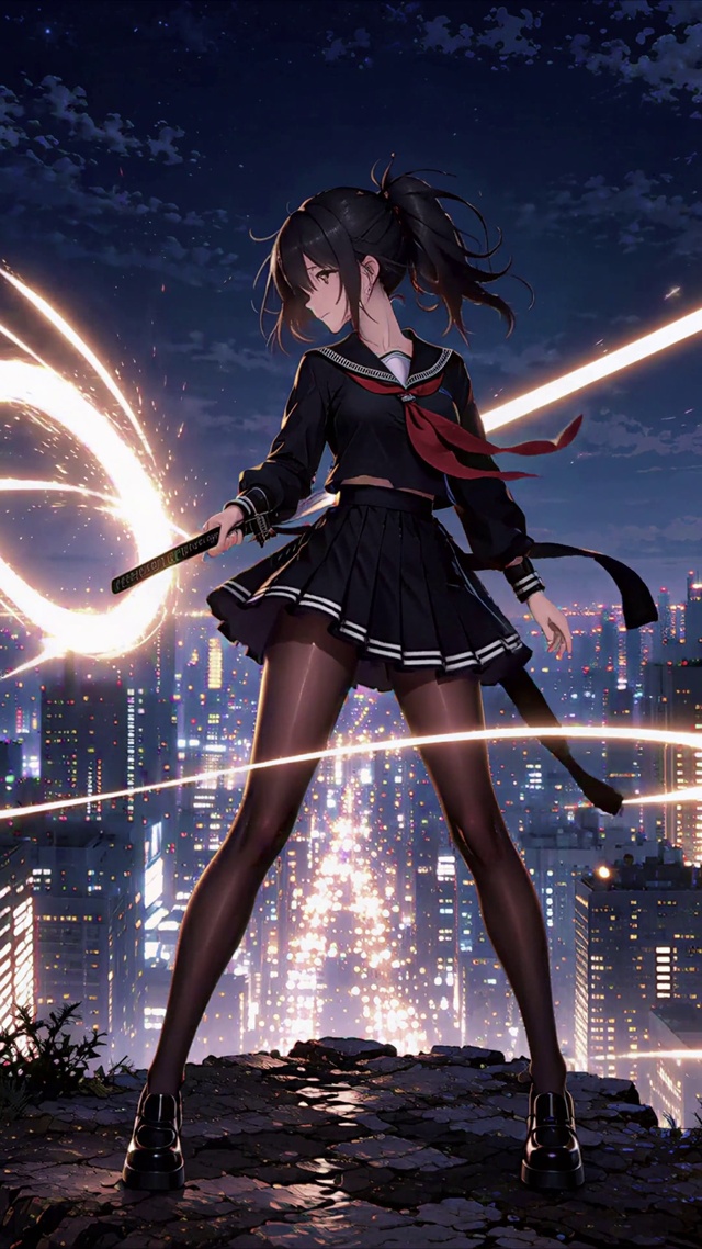 持剑黑丝少女