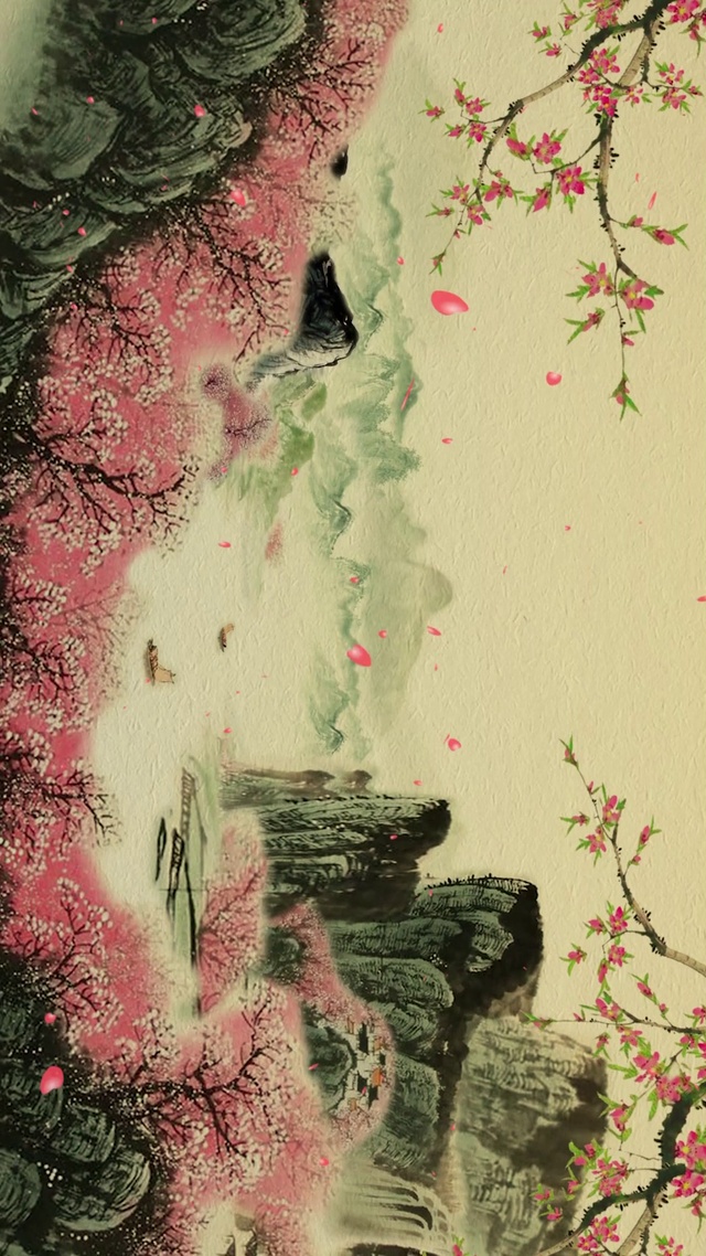 水墨系列-青山桃花-3