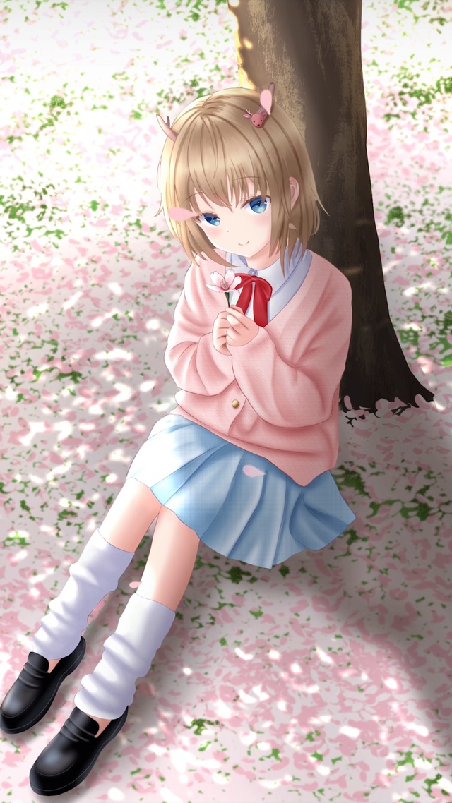 樱花树下的少女