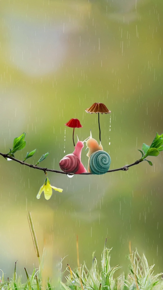 情侣蜗牛看日出