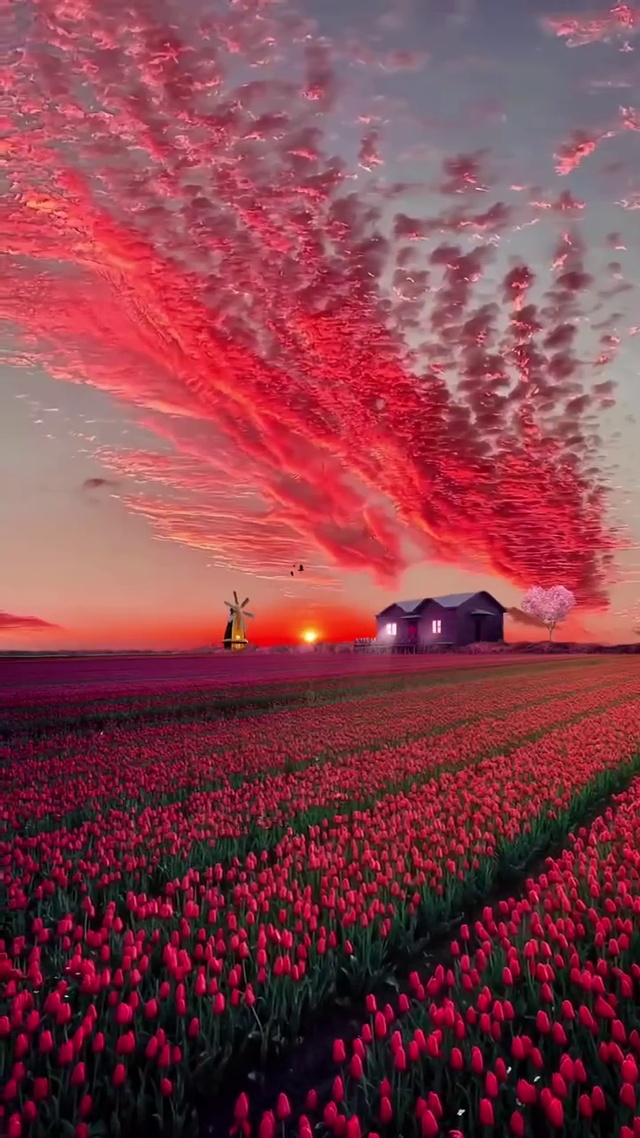 这么美的花海和晚霞，当然要艾特嘎嘎漂亮可爱的女孩一起看看啦