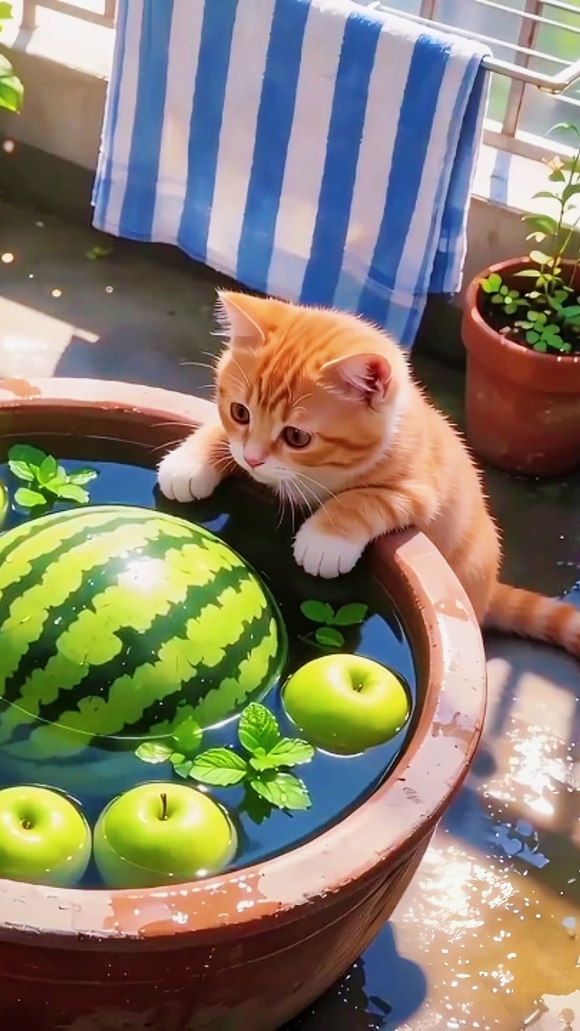 阳台小猫的西瓜