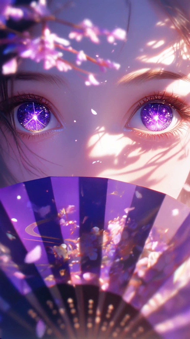 星瞳藏扇 紫染花影