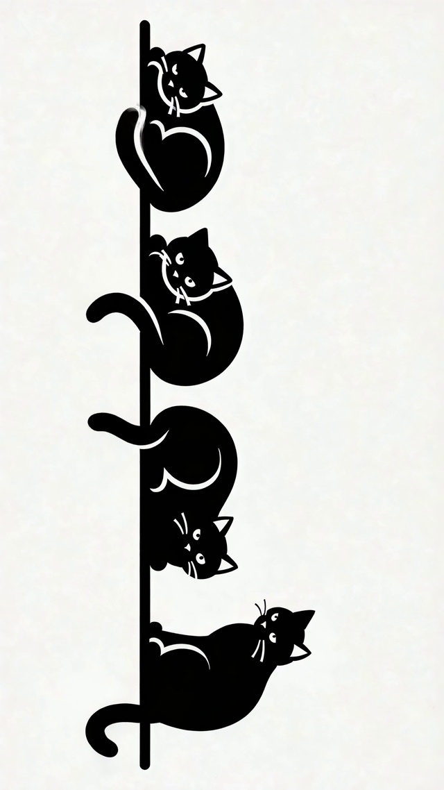 极简治愈黑猫咪剪影