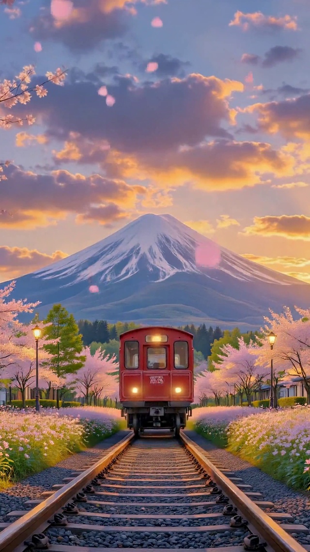 樱花富士山春日浪漫小火车