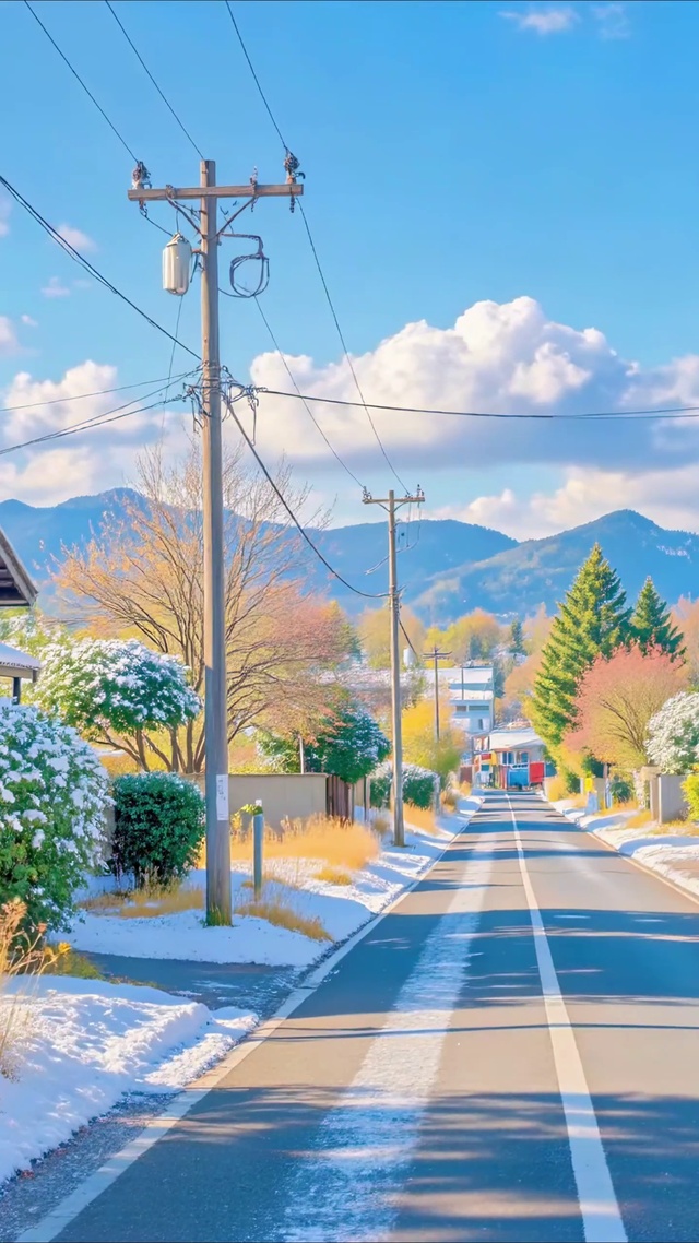 冬日晴天乡村公路