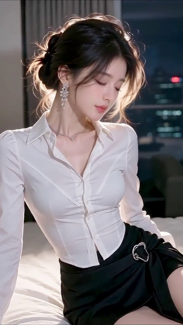 夜晚房间制服少女